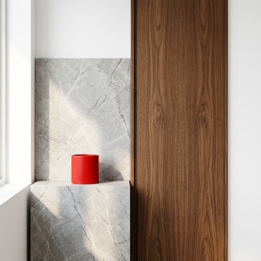 Premium interior finish featuring light gray Andorra stone